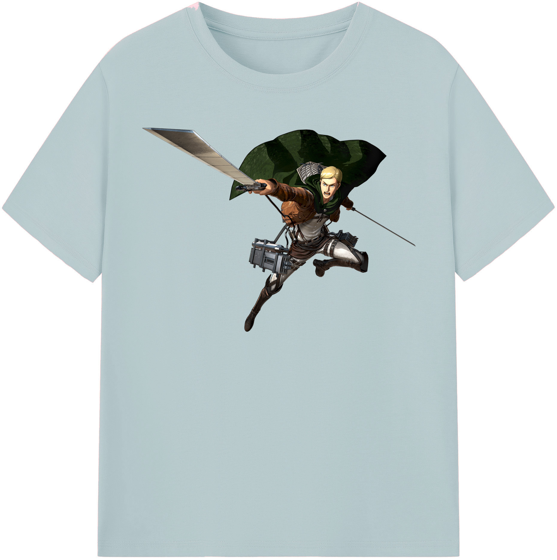 （画像用） 進撃の巨人 エルヴィン・スミス Attack on Titan Erwin Smith 綿100％半袖Tシャツ（フロントプリント）